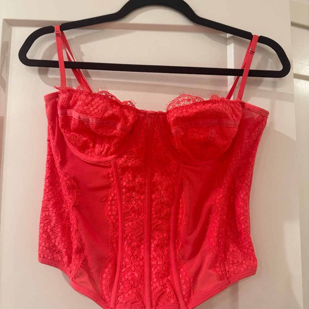 Women's Pink Lace Bustier Corset Top